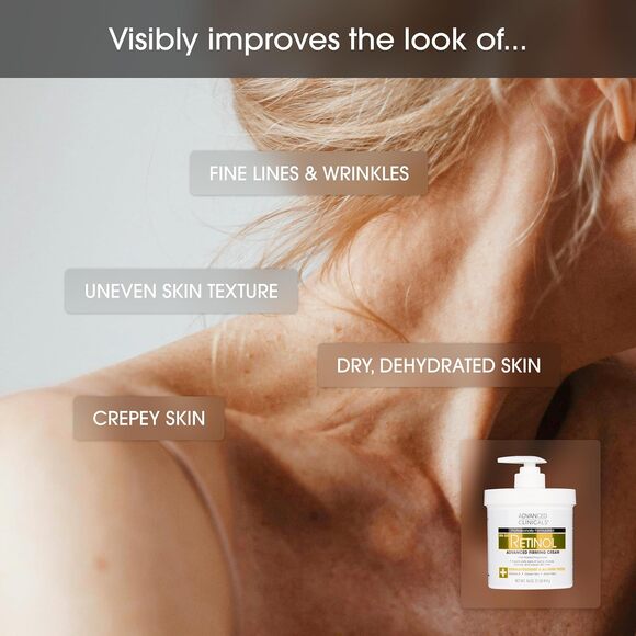 NEW Advanced Clinicals Retinol Lotion 16oz Face & Body Moisturizer (2-Pack) - Picture 5 of 9